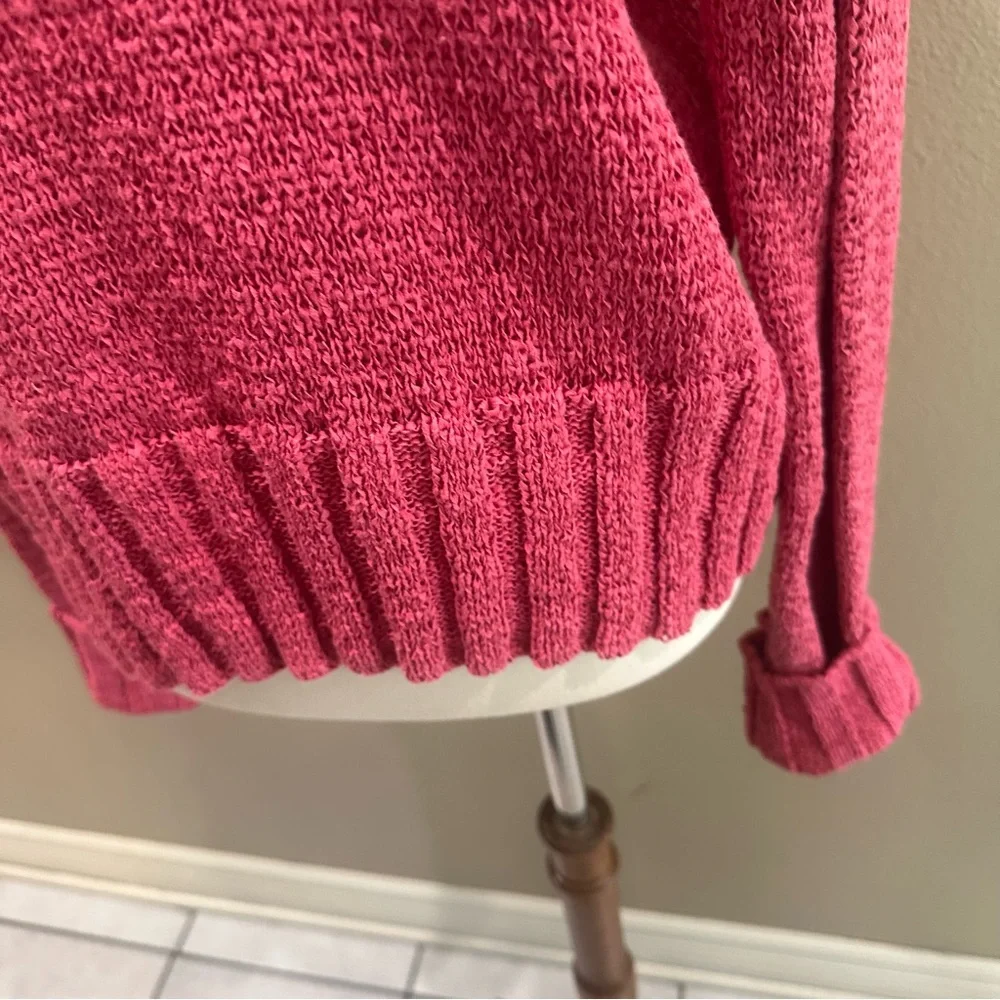 J. Crew Cozy Pink Knit Sweater Linen Cree Neck Top small